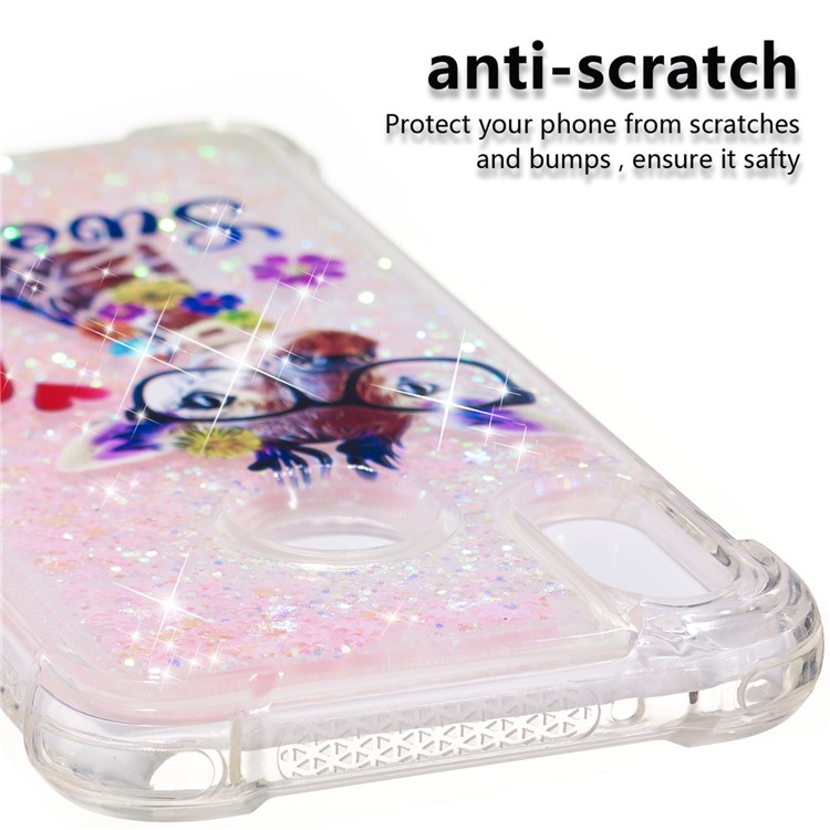 Dynamic Glitter Powder Heart Shaped Sequins TPU Shockproof Shell for Huawei P20 Lite / Nova 3e - Giraffe-5