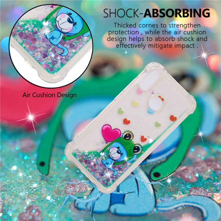 Dynamic Glitter Powder Heart Shaped Sequins TPU Shockproof Shell Case for Huawei P20 Lite / Nova 3e - Monkey-4