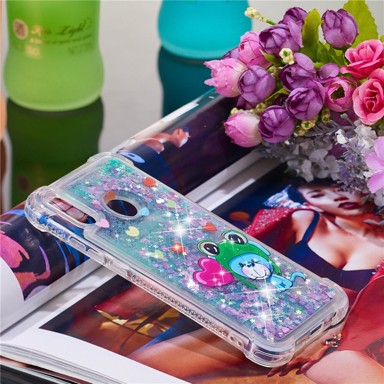 Dynamic Glitter Powder Heart Shaped Sequins TPU Shockproof Shell Case for Huawei P20 Lite / Nova 3e - Monkey-6