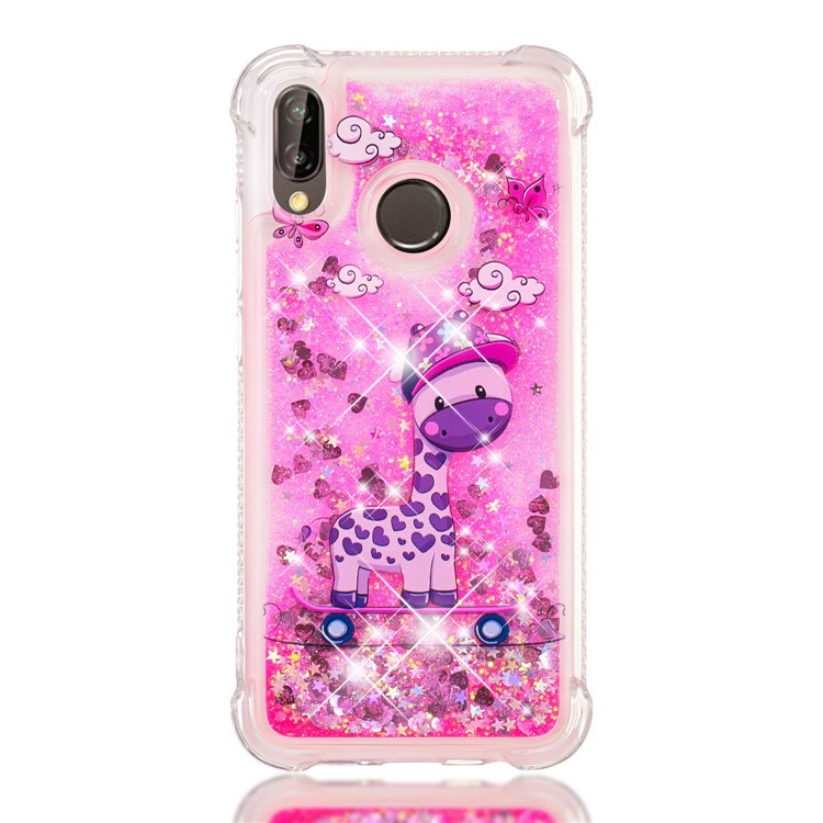Dynamic Glitter Powder Heart Shaped Sequins Shockproof TPU Back Case for Huawei P20 Lite / Nova 3e - Horse-2