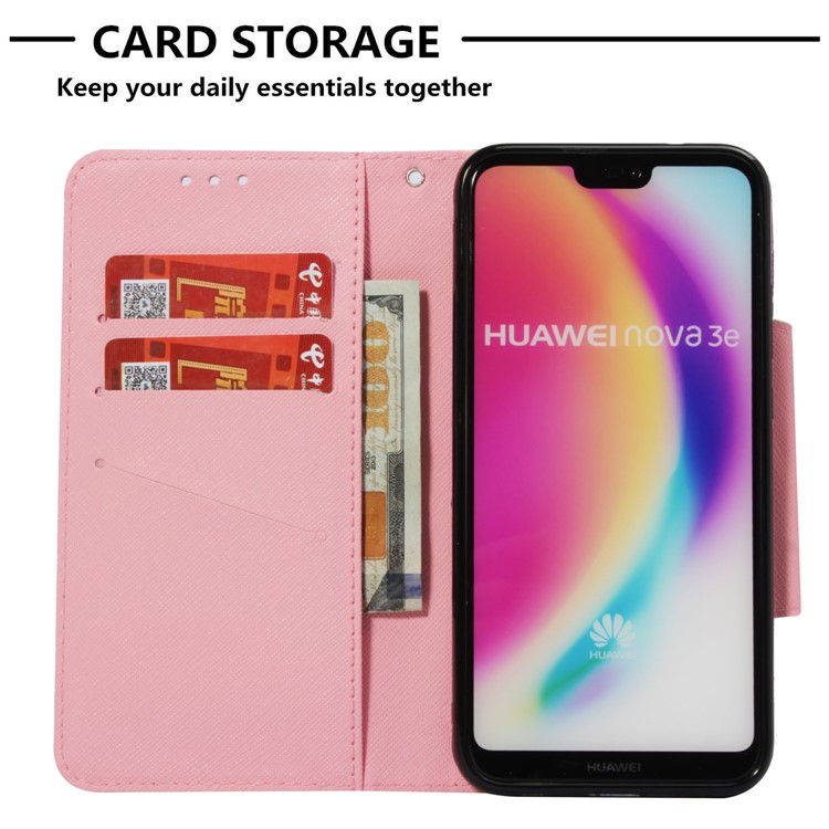 Pattern Printing Leather Wallet Cover for Huawei P20 Lite / Nova 3e - Flowered Elephant-6