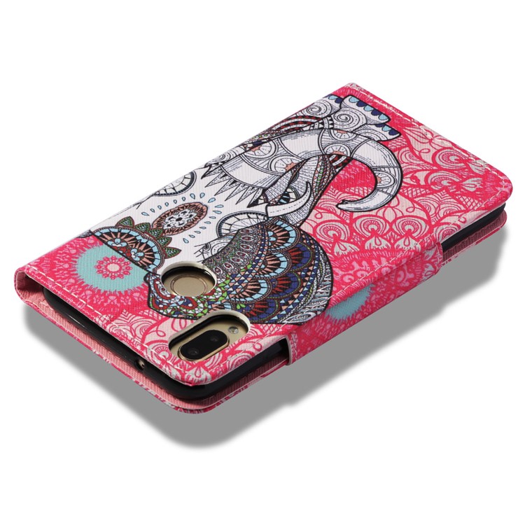 Pattern Printing Leather Wallet Cover for Huawei P20 Lite / Nova 3e - Flowered Elephant-8