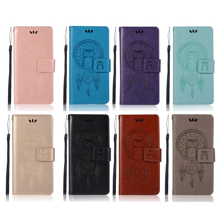 Imprint Owl Dream Catcher Wallet Stand Leather Cover for Huawei Mate 20 Lite - Black-7