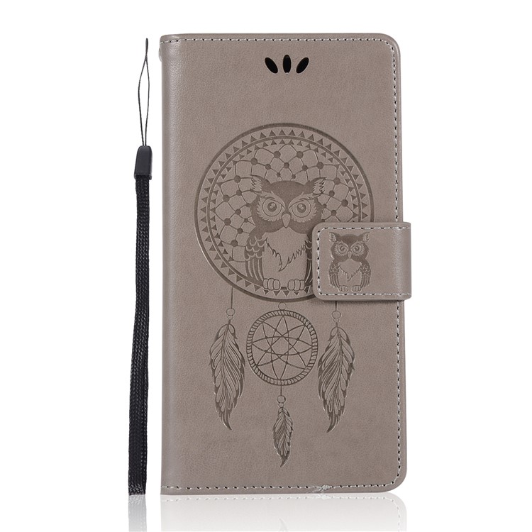 Stampa Gufo Dream Catcher Portafoglio Basamento Custodia In Pelle Per Huawei Mate 20 Lite - Grigio-4