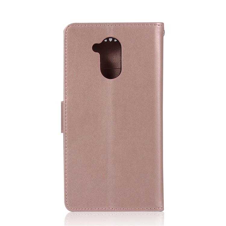 Imprint Owl Dream Catcher Wallet Stand Leather Shell for Huawei Mate 20 Lite - Rose Gold-3