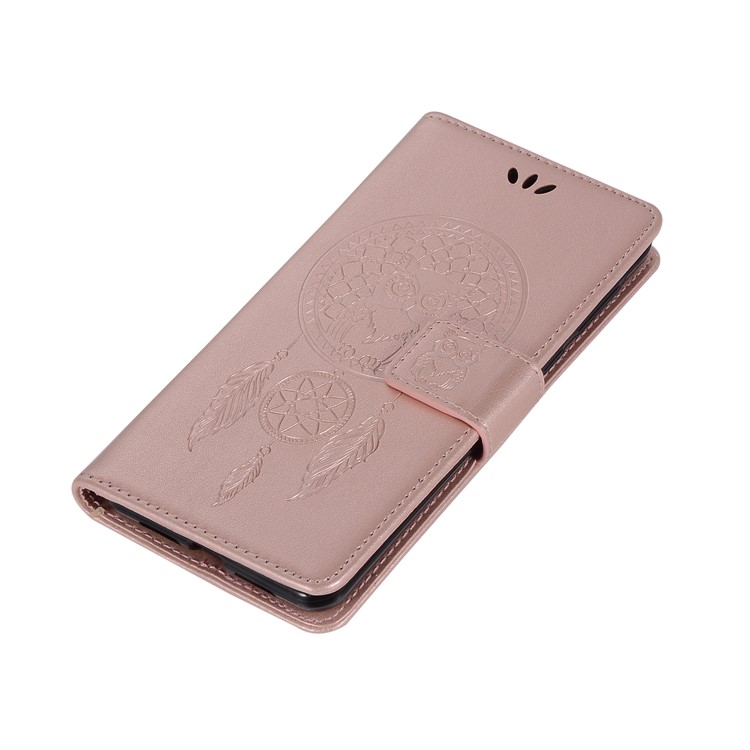 Imprint Owl Dream Catcher Wallet Stand Leather Shell for Huawei Mate 20 Lite - Rose Gold-5