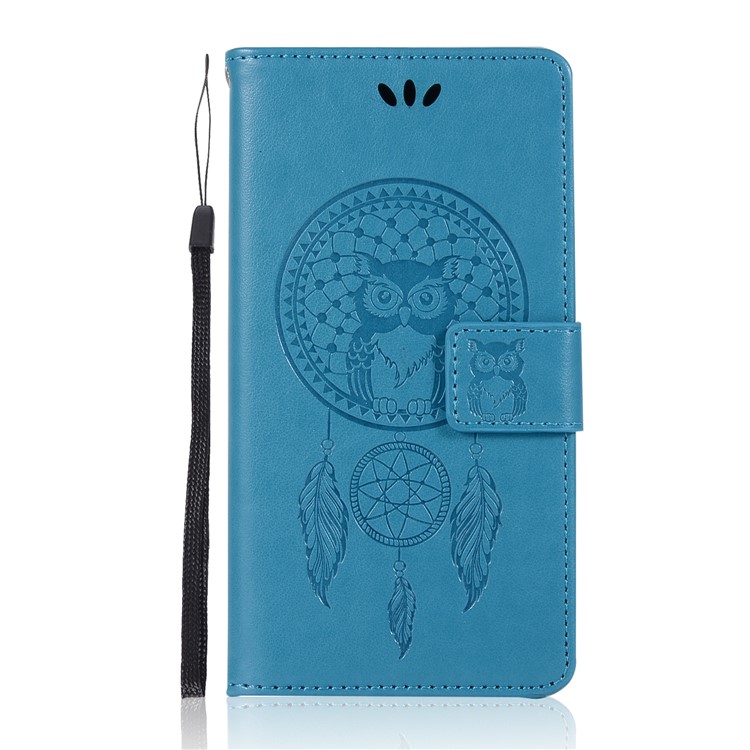 Imprint Owl Dream Catcher Wallet Stand Leather Cell Phone Cover for Huawei Mate 20 Lite - Blue-2