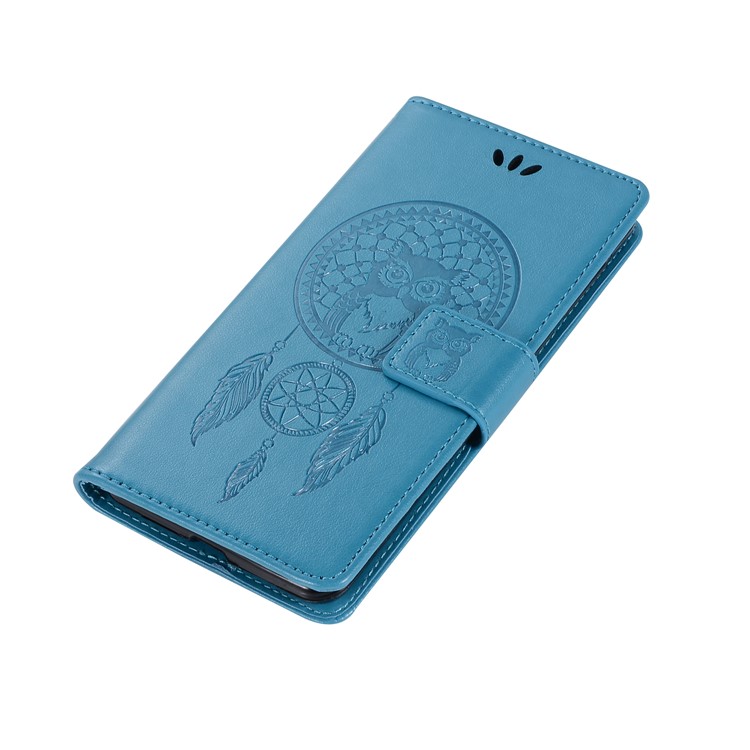 Imprint Owl Dream Catcher Wallet Stand Leather Cell Phone Cover for Huawei Mate 20 Lite - Blue-4