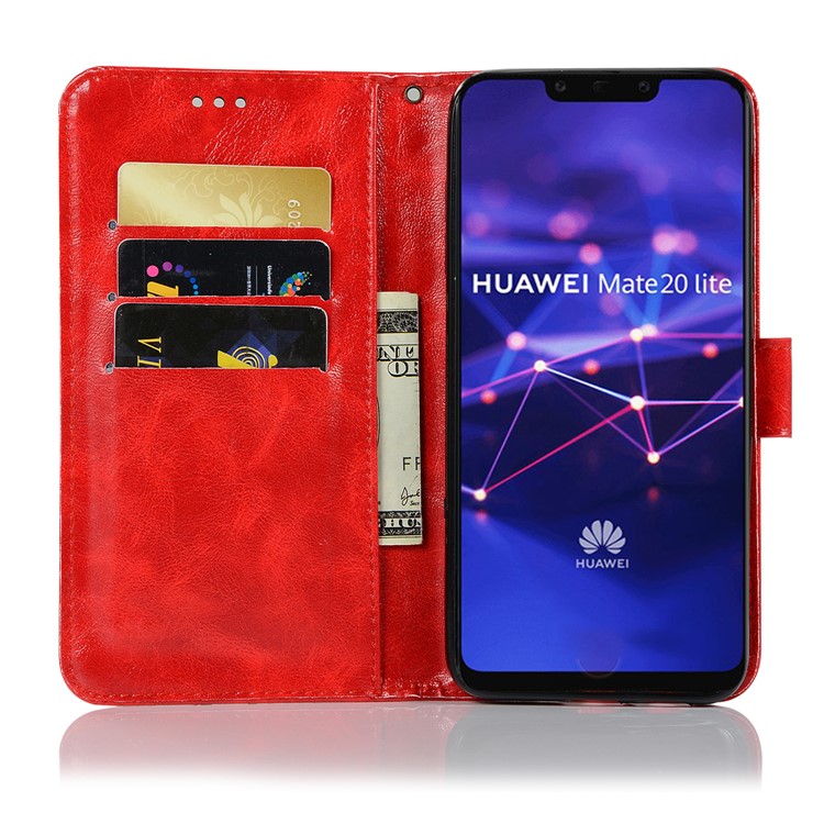 Retro Style Wallet PU Leather Flip Magnetic Stand Casing for Huawei Mate 20 Lite - Red-4