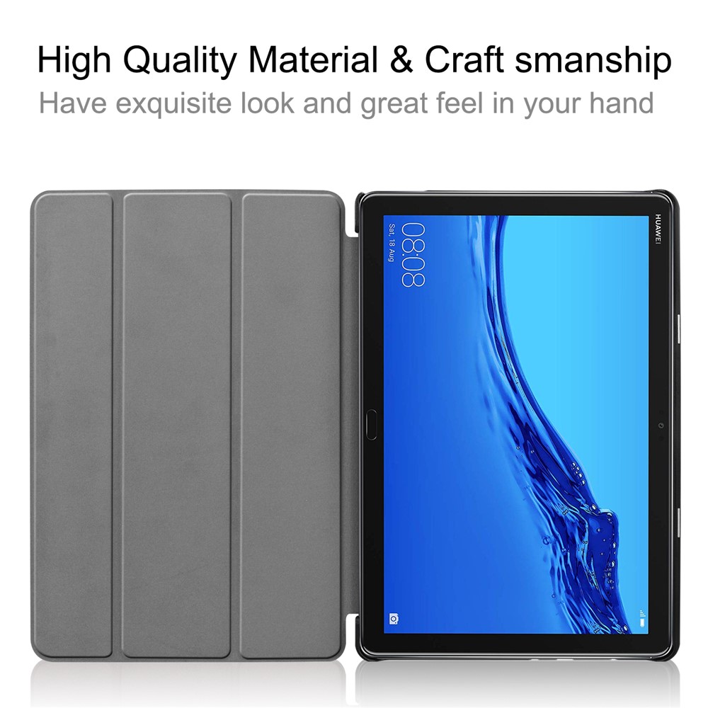 Tri-fold Stand Leather Protection Cover for Huawei Mediapad C5 10 / M5 Lite 10 - Black-7