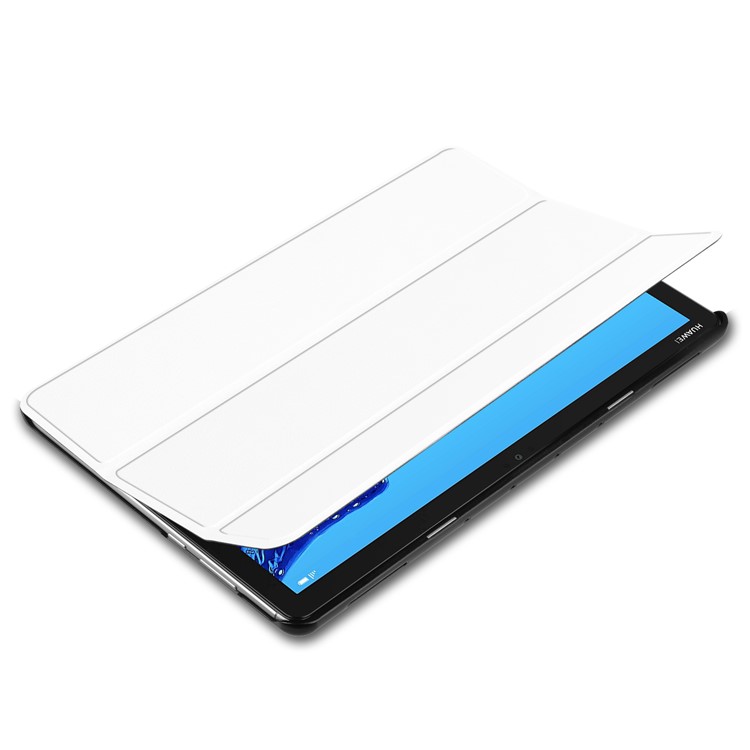 Tri-fold Stand Leather Protection Tablet Cover for Huawei Mediapad C5 10 / M5 Lite 10 - White-3