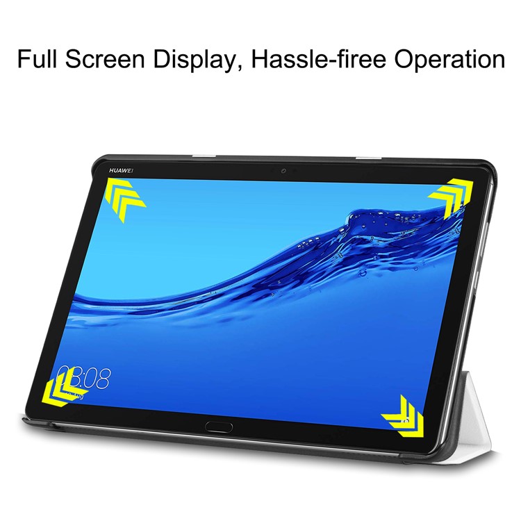 Tri-fold Stand Leather Protection Tablet Cover for Huawei Mediapad C5 10 / M5 Lite 10 - White-5