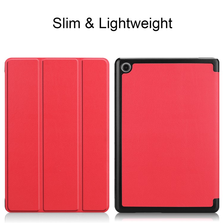 Tri-fold Stand Leather Protection Case Cover for Huawei Mediapad C5 10 / M5 Lite 10 - Red-2