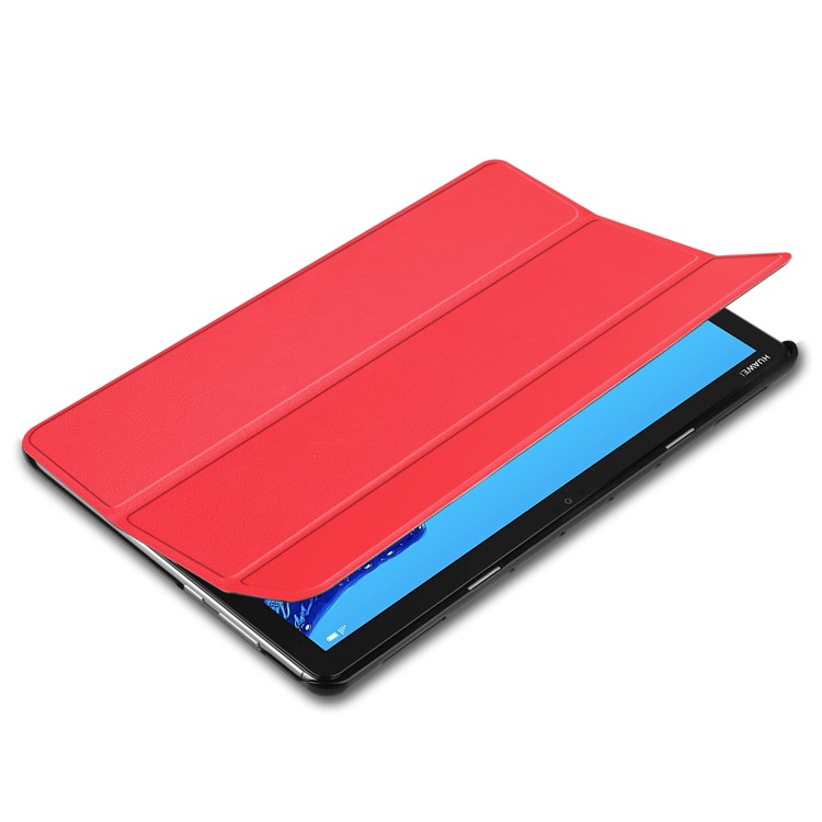 Tri-fold Stand Leather Protection Case Cover for Huawei Mediapad C5 10 / M5 Lite 10 - Red-3