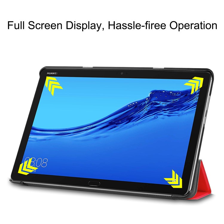 Tri-fold Stand Leather Protection Case Cover for Huawei Mediapad C5 10 / M5 Lite 10 - Red-5