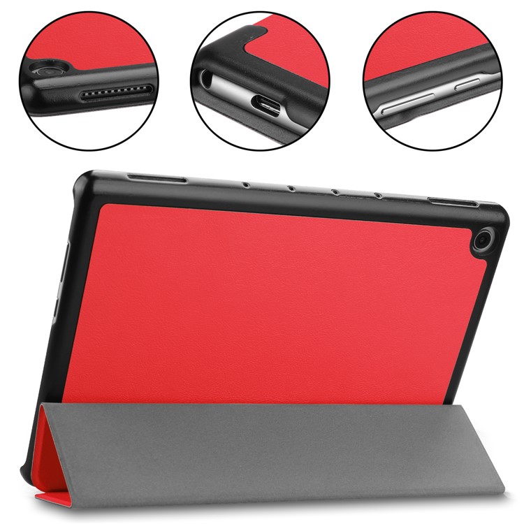 Tri-fold Stand Leather Protection Case Cover for Huawei Mediapad C5 10 / M5 Lite 10 - Red-6