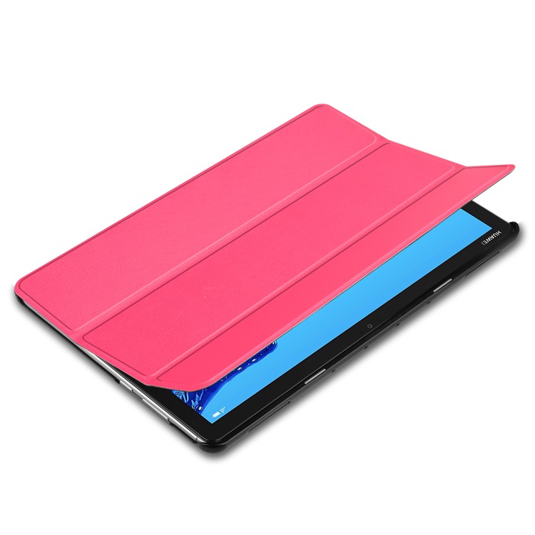 For Huawei Mediapad C5 10 / M5 Lite 10 Tri-fold Leather Stand Protection Case Cover - Rose-3
