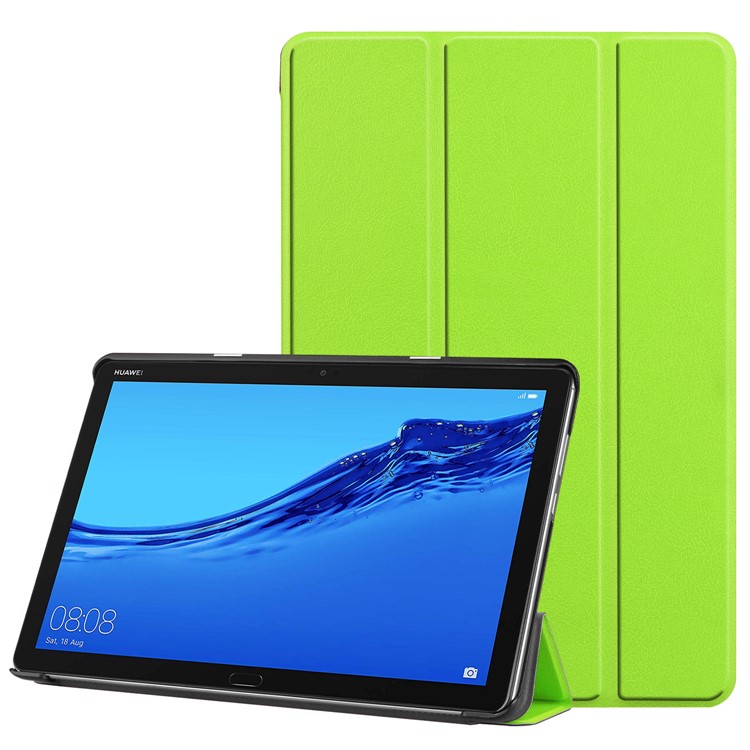Tri-fold Leather Stand Tablet Casing for Huawei Mediapad C5 10 / M5 Lite 10 - Green-1