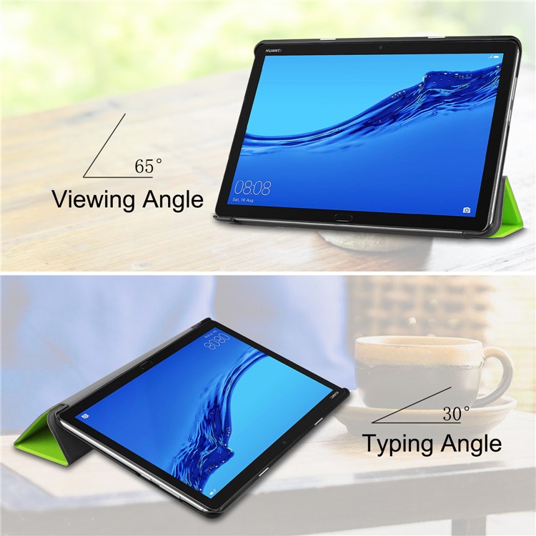 Tri-fold Leather Stand Tablet Casing for Huawei Mediapad C5 10 / M5 Lite 10 - Green-4
