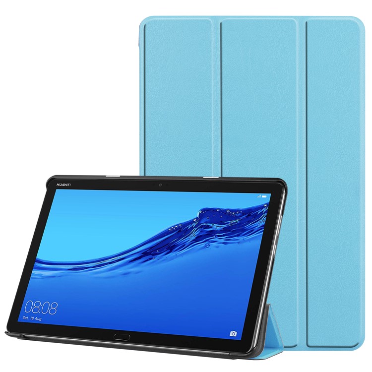 Tri-fold Stand Leather Leather Shell Case for Huawei Mediapad C5 10 / M5 Lite 10 - Baby Blue-1