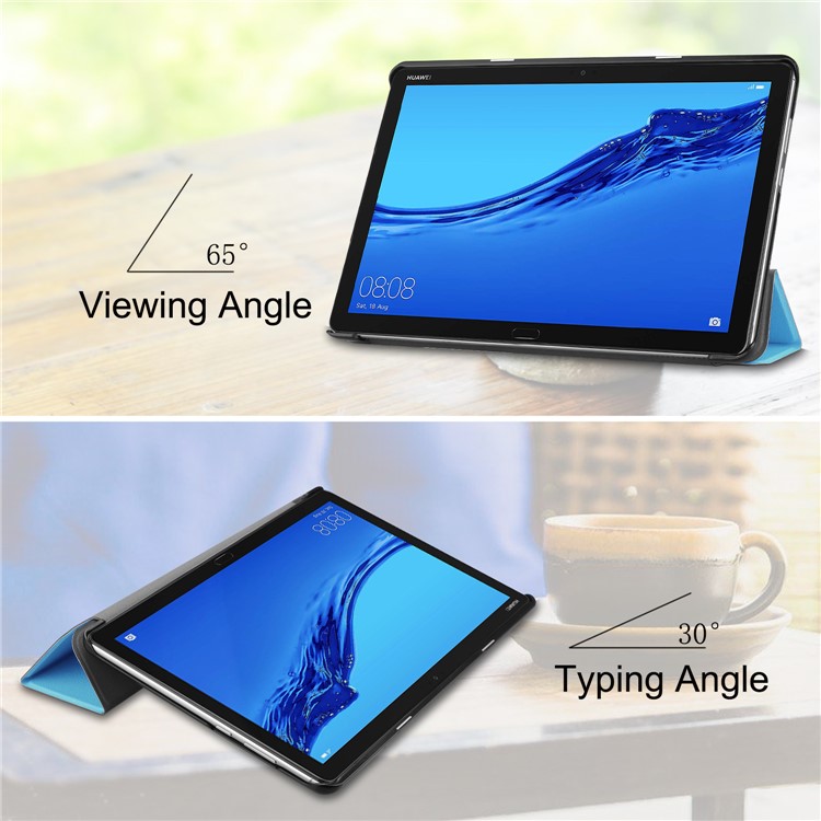 Tri-fold Stand Leather Leather Shell Case for Huawei Mediapad C5 10 / M5 Lite 10 - Baby Blue-4