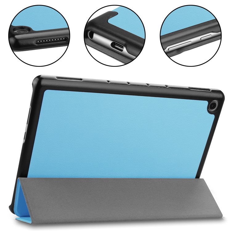 Tri-fold Stand Leather Leather Shell Case for Huawei Mediapad C5 10 / M5 Lite 10 - Baby Blue-6