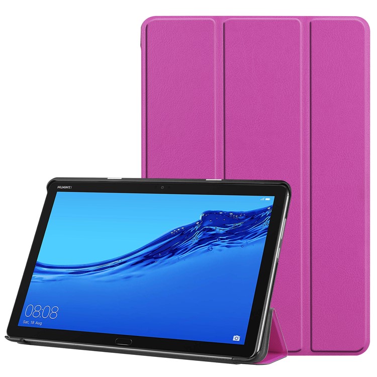 Трехслойная Подставка Для Флип-кожаного Корпуса Для Huawei Mediapad C5 10 / M5 Lite 10 - Пурпурный-1