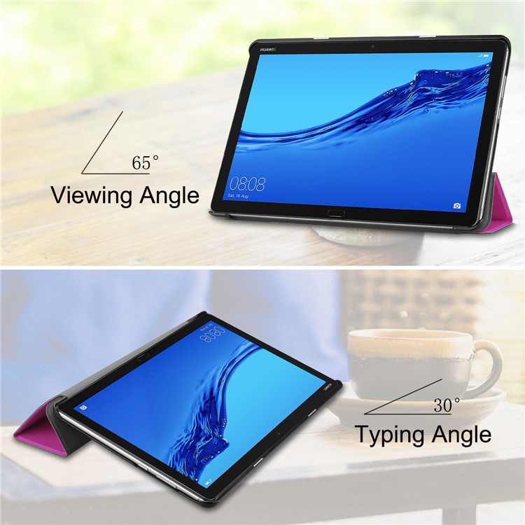 Трехслойная Подставка Для Флип-кожаного Корпуса Для Huawei Mediapad C5 10 / M5 Lite 10 - Пурпурный-4