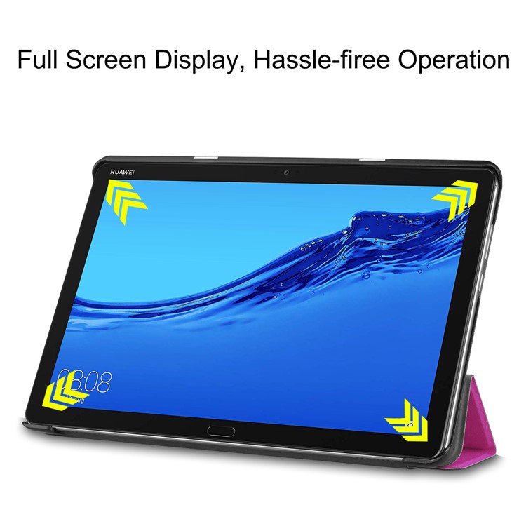 Трехслойная Подставка Для Флип-кожаного Корпуса Для Huawei Mediapad C5 10 / M5 Lite 10 - Пурпурный-5