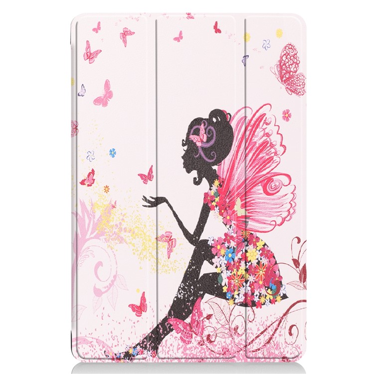 For Huawei Mediapad C5 10 / M5 Lite 10 Pattern Printing Leather Tri-fold Stand Tablet Case - Colorful Butterfly Girl-8