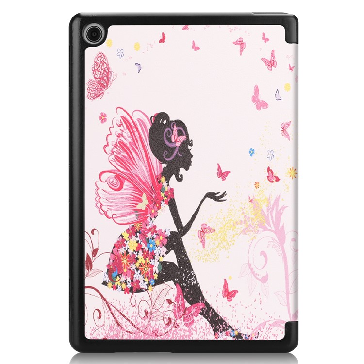 For Huawei Mediapad C5 10 / M5 Lite 10 Pattern Printing Leather Tri-fold Stand Tablet Case - Colorful Butterfly Girl-9