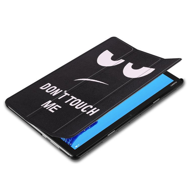 For Huawei Mediapad C5 10 / M5 Lite 10 Pattern Printing Leather Tri-fold Stand Tablet Casing - Angry Face-3