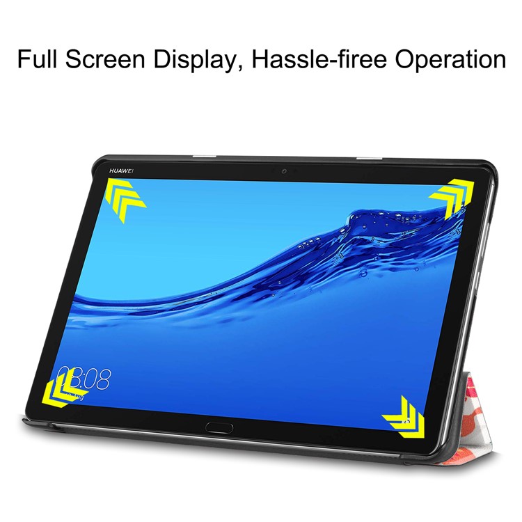 For Huawei Mediapad C5 10 / M5 Lite 10 Pattern Printing Leather Tri-fold Stand Tablet Shell - Colorful Butterfly-5