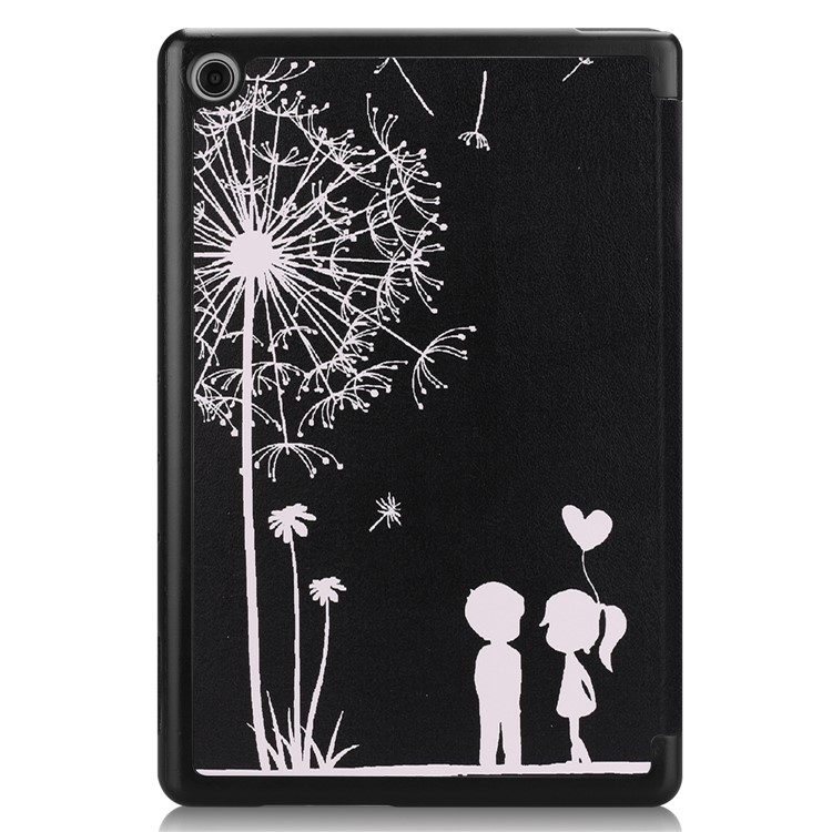 For Huawei Mediapad C5 10 / M5 Lite 10 Pattern Printing Leather Tri-fold Stand Tablet Case Cover - Dandelion-9