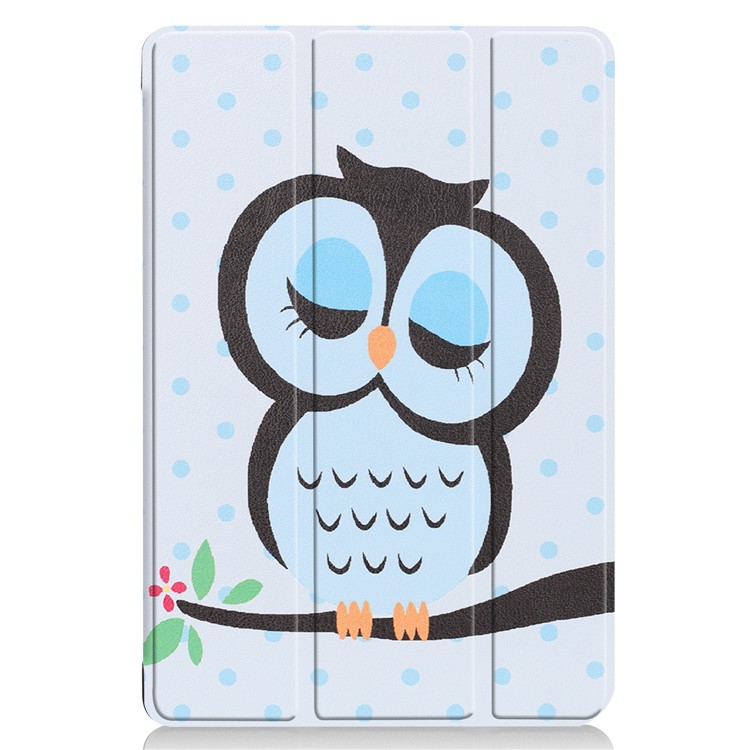 For Huawei Mediapad C5 10 / M5 Lite 10 Pattern Printing Leather Tri-fold Stand Tablet Casing Accessory - Owl-8