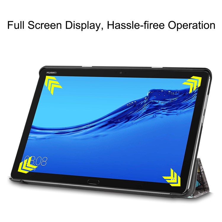 For Huawei Mediapad C5 10 / M5 Lite 10 Pattern Printing Leather Tri-fold Stand Tablet Protection Casing - Geometric Pattern-5
