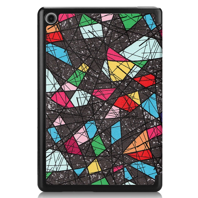 For Huawei Mediapad C5 10 / M5 Lite 10 Pattern Printing Leather Tri-fold Stand Tablet Protection Casing - Geometric Pattern-9