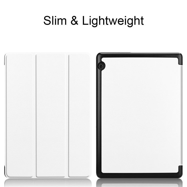 Tri-fold Leather Cover with Stand for Huawei MediaPad T5 10 - White-2