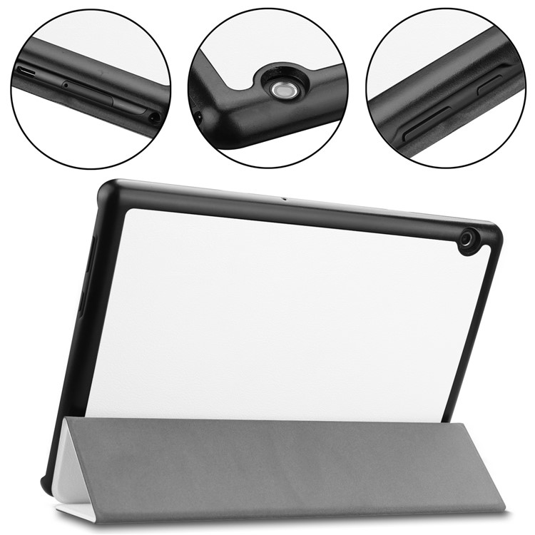 Tri-fold Leather Cover with Stand for Huawei MediaPad T5 10 - White-6