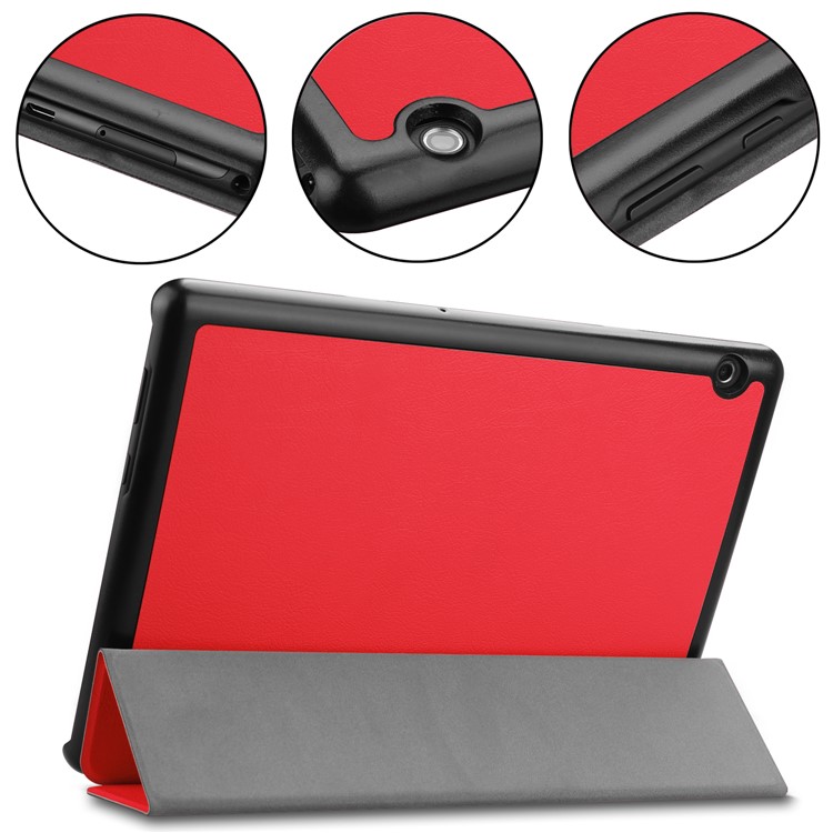 Tri-fold Leather Casing with Stand for Huawei MediaPad T5 10 - Red-6