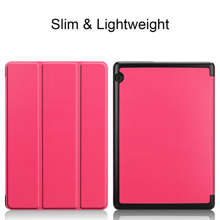 Tri-fold Leather Shell with Stand for Huawei MediaPad T5 10 - Rose-2