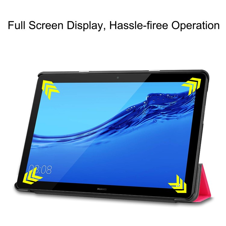Tri-fold Leather Shell with Stand for Huawei MediaPad T5 10 - Rose-5