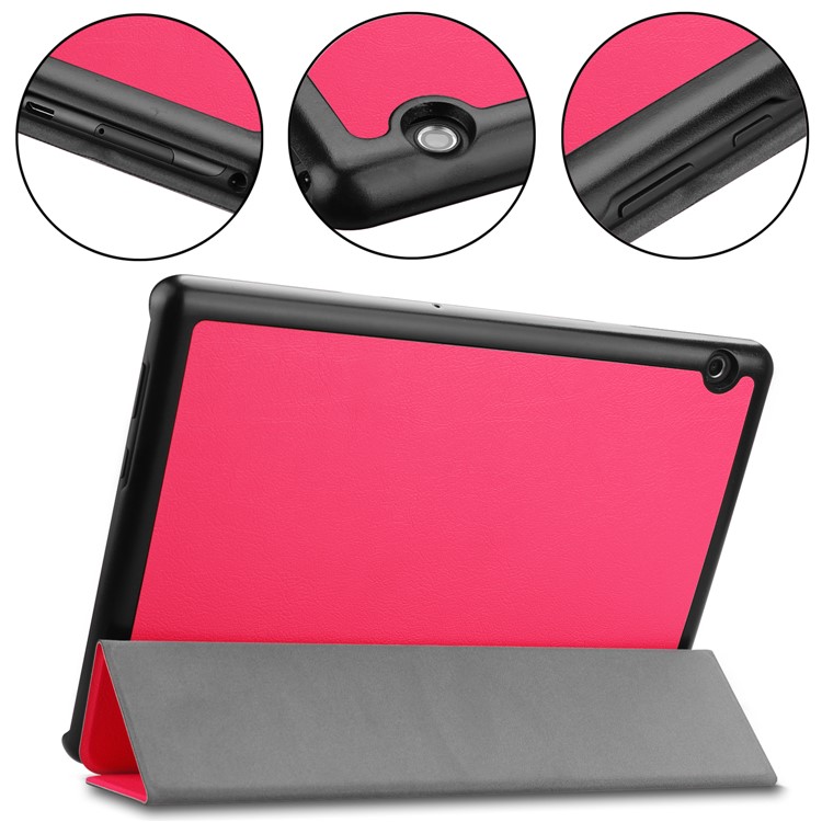 Tri-fold Leather Shell with Stand for Huawei MediaPad T5 10 - Rose-6