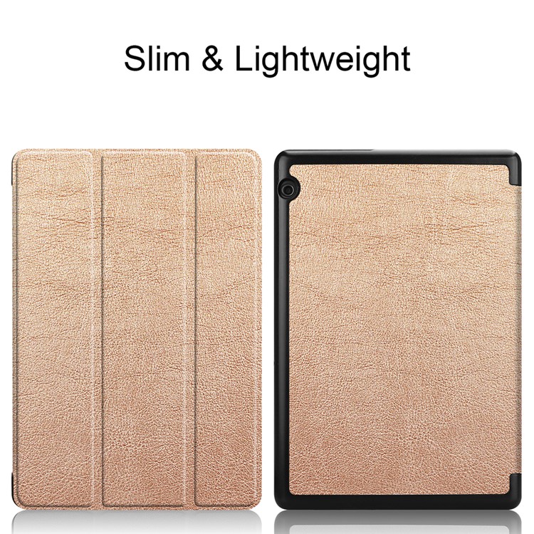 Tri-fold Leather Accessory Cover with Stand for Huawei MediaPad T5 10 - Rose Gold-2