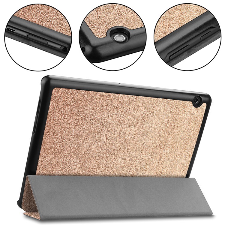 Tri-fold Leather Accessory Cover with Stand for Huawei MediaPad T5 10 - Rose Gold-6