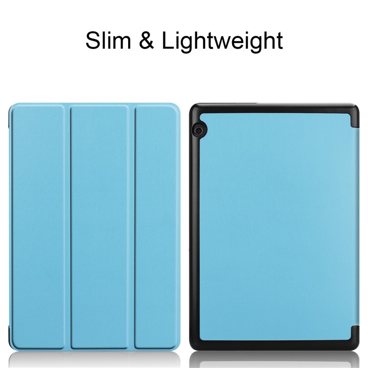 Caixa De Acessórios De Couro Tri-fold Com Suporte Para Huawei Mediapad T5 10 - Bebê Azul-2
