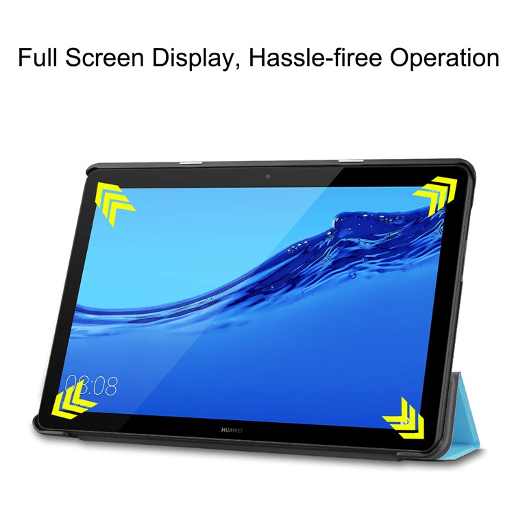 Caixa De Acessórios De Couro Tri-fold Com Suporte Para Huawei Mediapad T5 10 - Bebê Azul-5