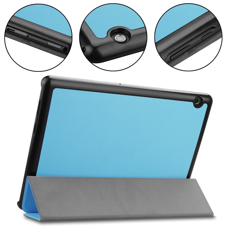 Caixa De Acessórios De Couro Tri-fold Com Suporte Para Huawei Mediapad T5 10 - Bebê Azul-6