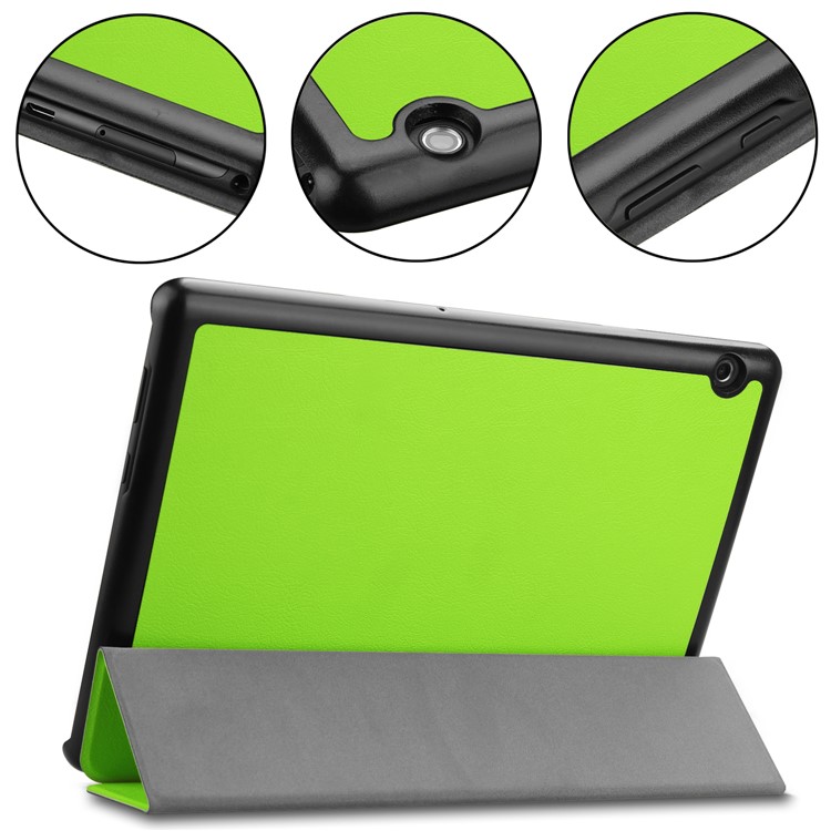 Tri-fold Leather Accessory Shell with Stand for Huawei MediaPad T5 10 - Green-6