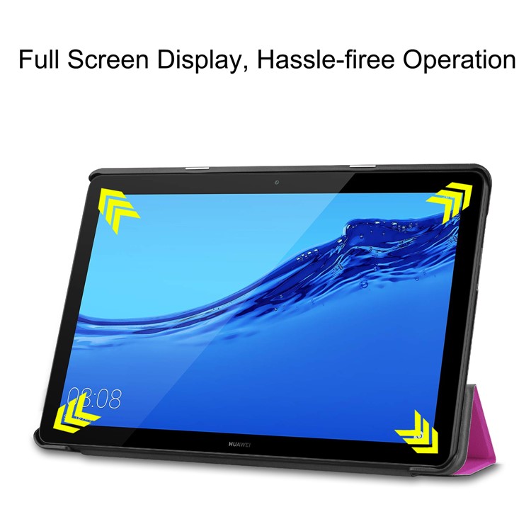 Tri-fold Leather Case Accessory with Stand for Huawei MediaPad T5 10 - Purple-5